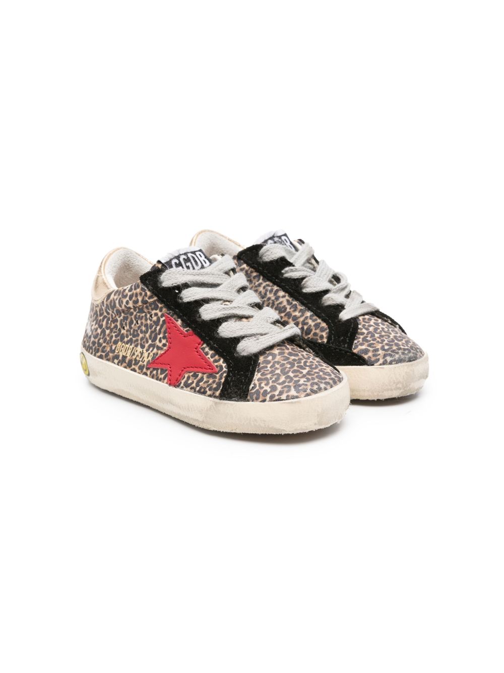 Golden Goose Kids Super Star 豹纹板鞋 - 黑色