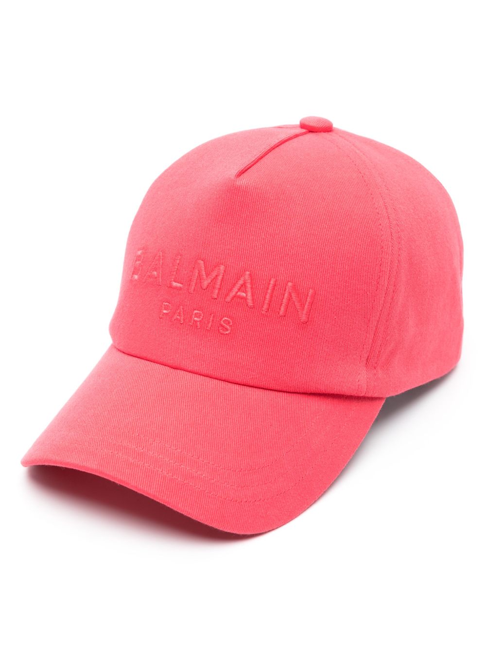 Balmain logo刺绣棉棒球帽 - 红色