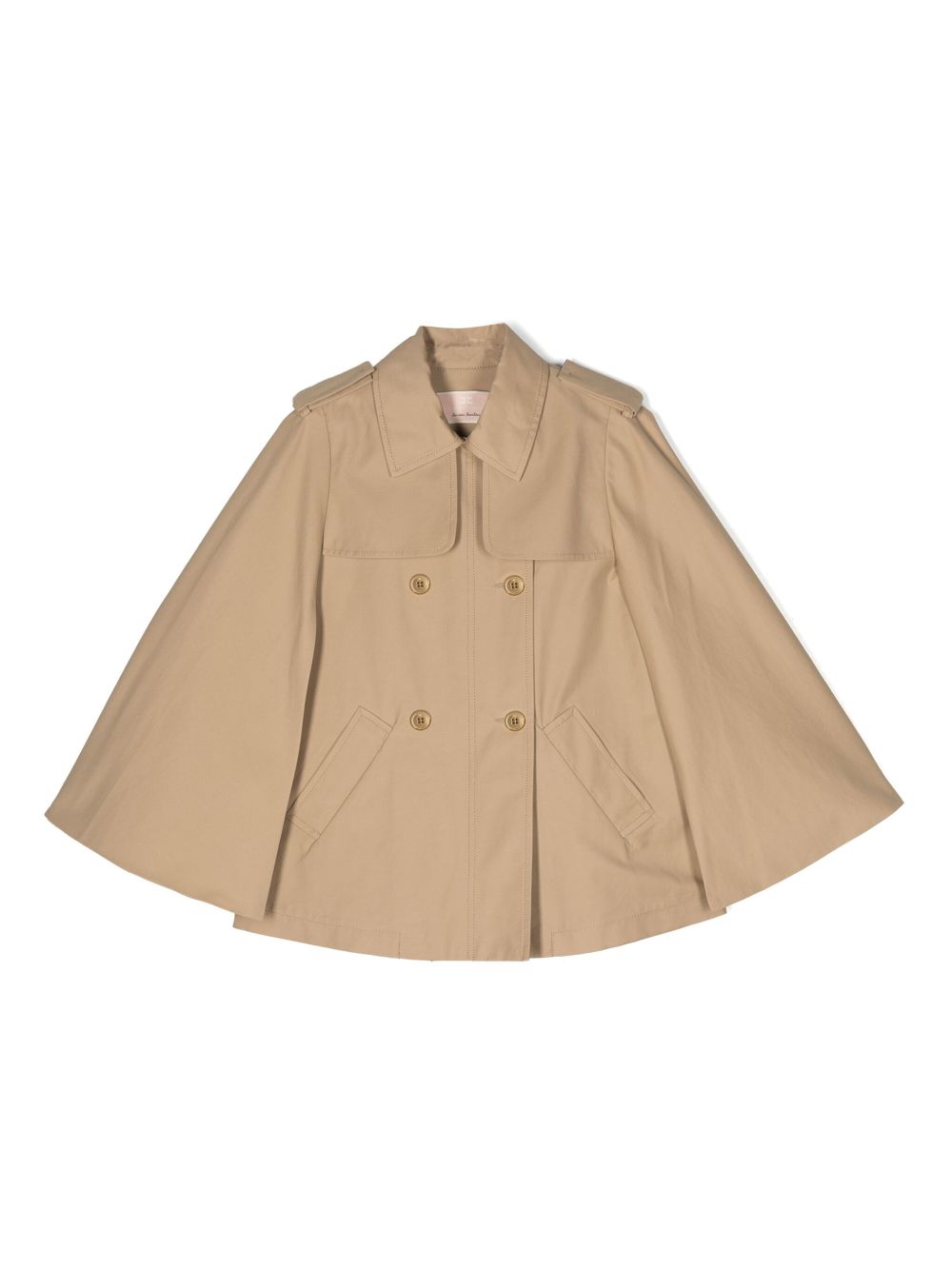 Elisabetta Franchi La Mia Bambina logo刺绣斗篷 - 中性色