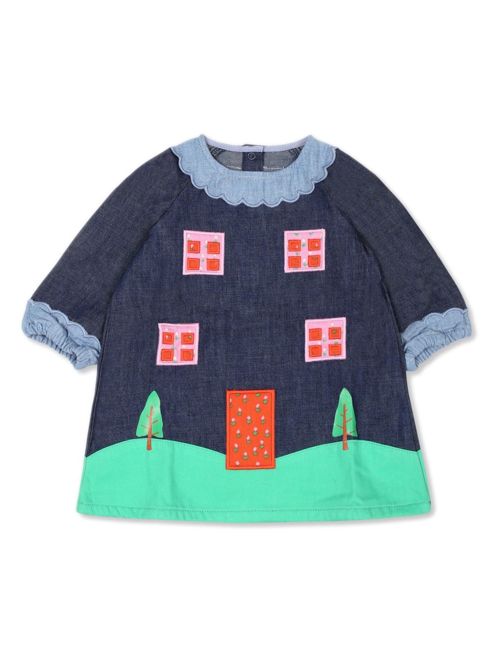 Stella McCartney Kids 贴花细节棉连衣裙 - 蓝色