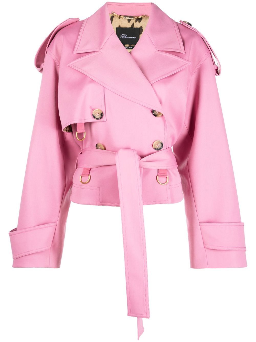 Blumarine 双排扣短款风衣 - 粉色