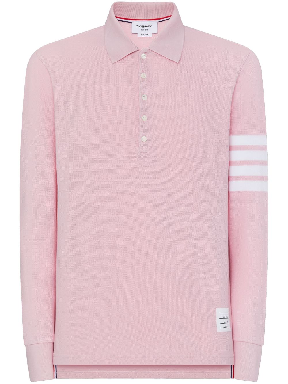 Thom Browne 三条纹长袖polo衫 - 粉色