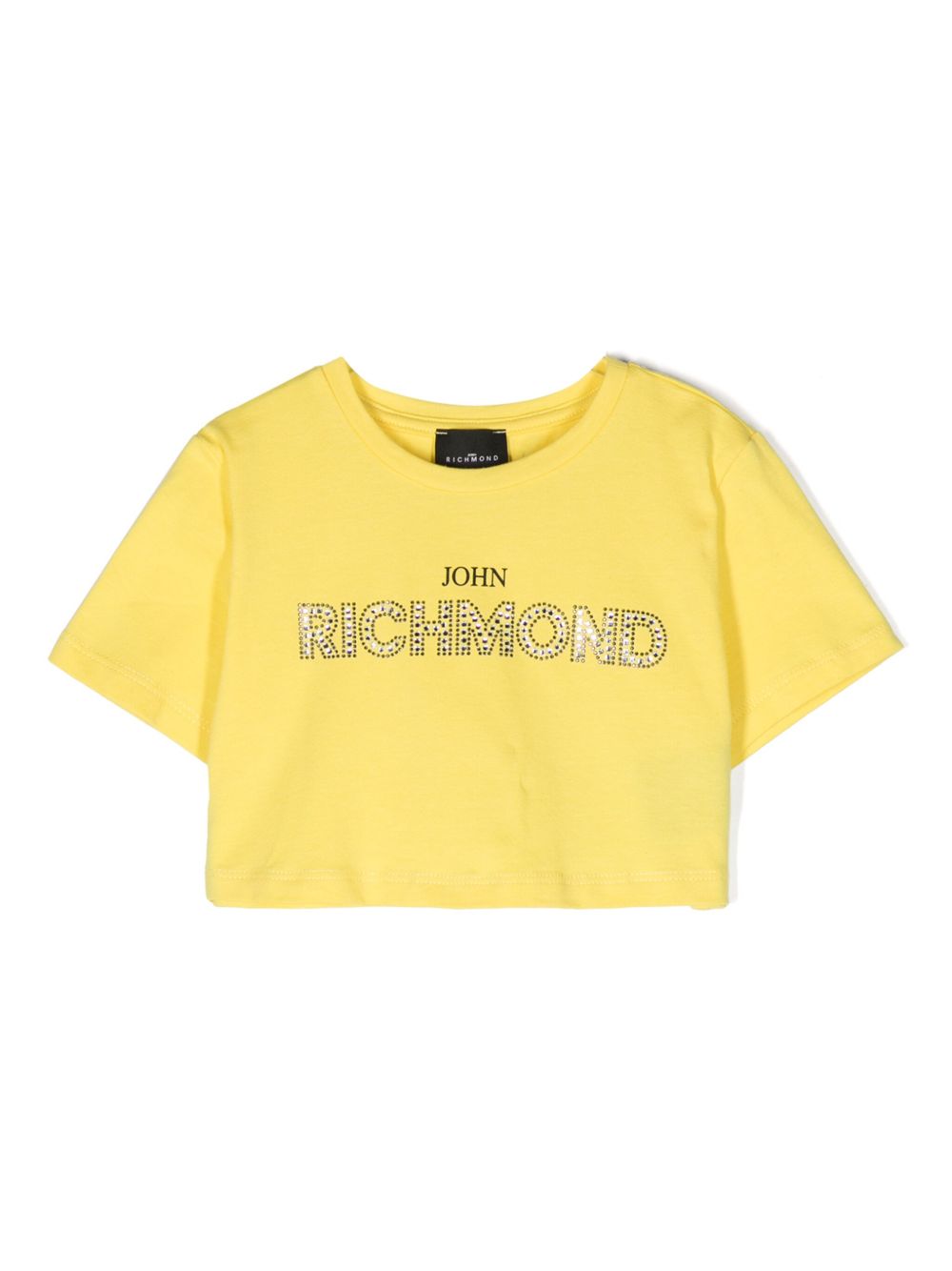 John Richmond Junior 水钻logo短款T恤 - 黄色