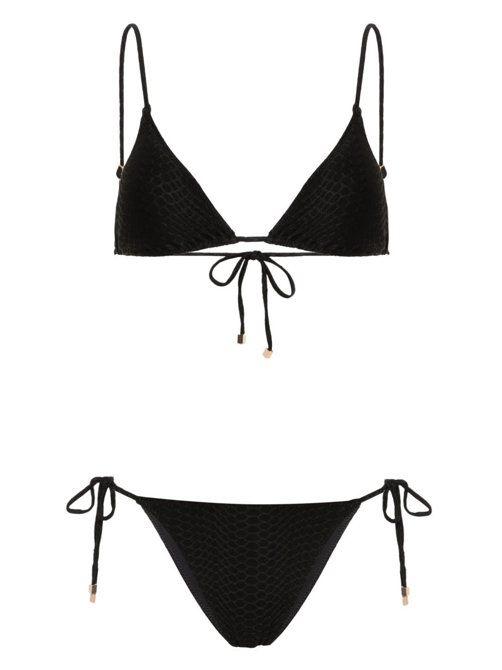 Noire Swimwear Nikki 仿蛇纹效果比基尼套装 - 黑色