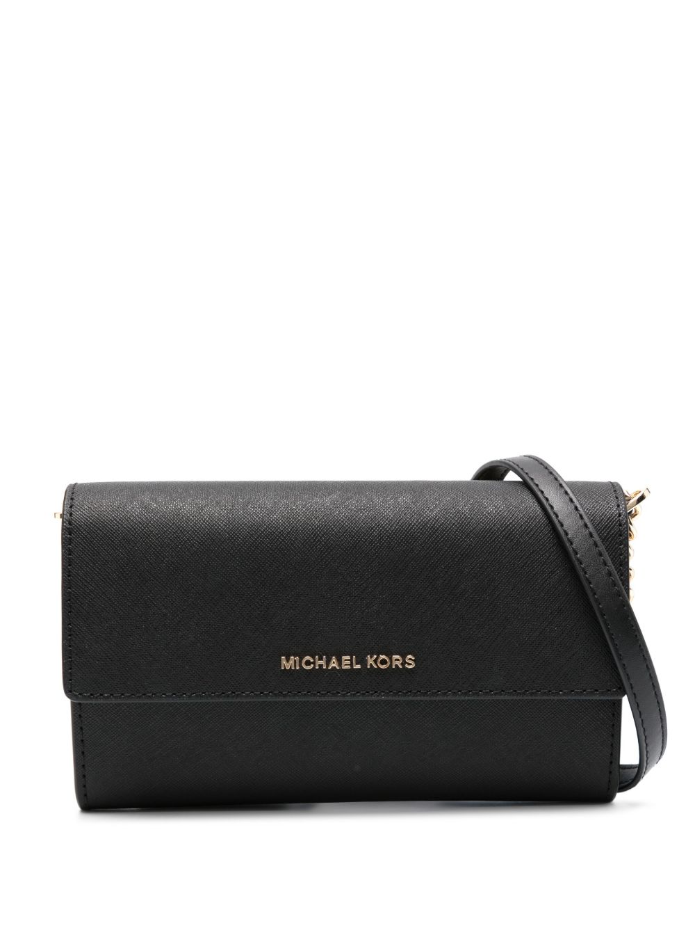 Michael Michael Kors logo标牌皮质手拿包 - 黑色