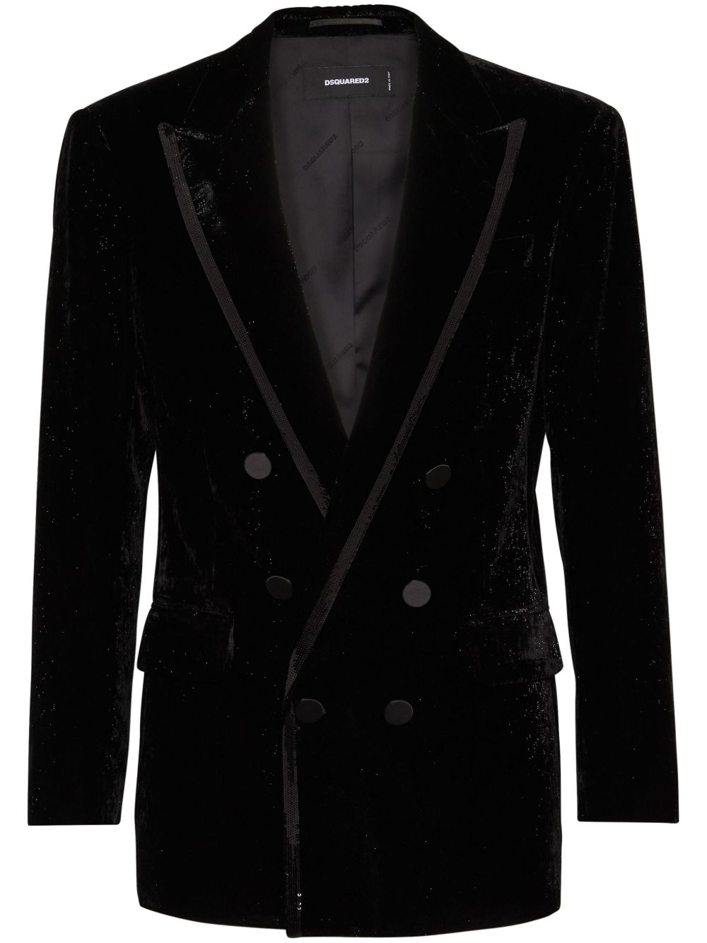 DSQUARED2 丝绒双排扣西装夹克 - 黑色