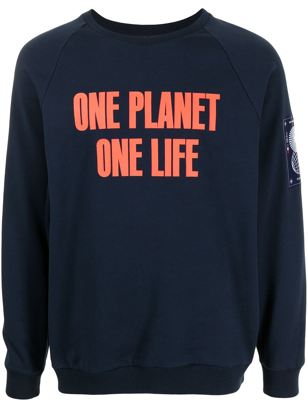 Ports V ONE PLANET ONE LIFE logo印花卫衣 - 蓝色