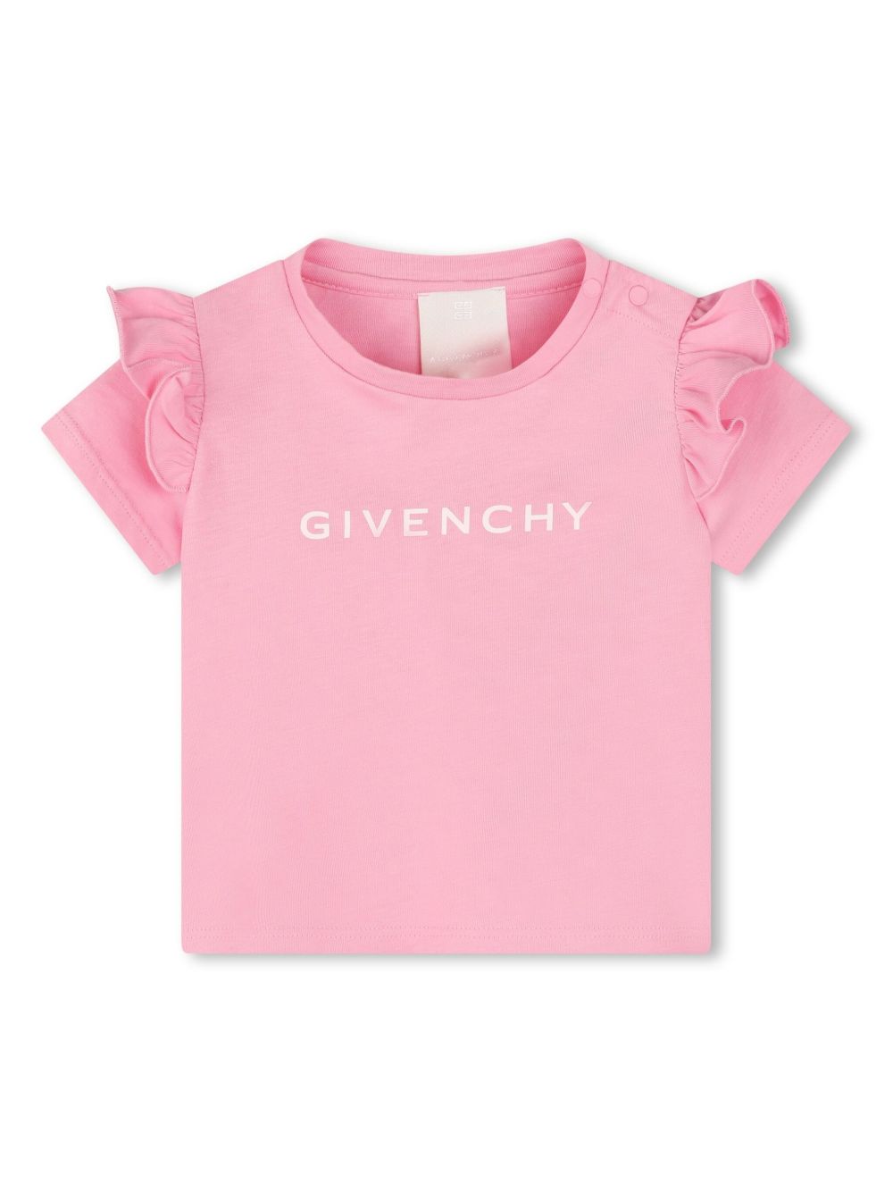 Givenchy Kids 荷叶边细节棉T恤 - 粉色