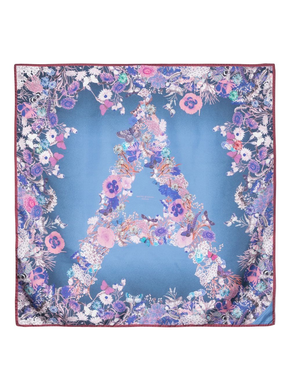 Aspinal Of London 花卉印花真丝围巾 - 蓝色