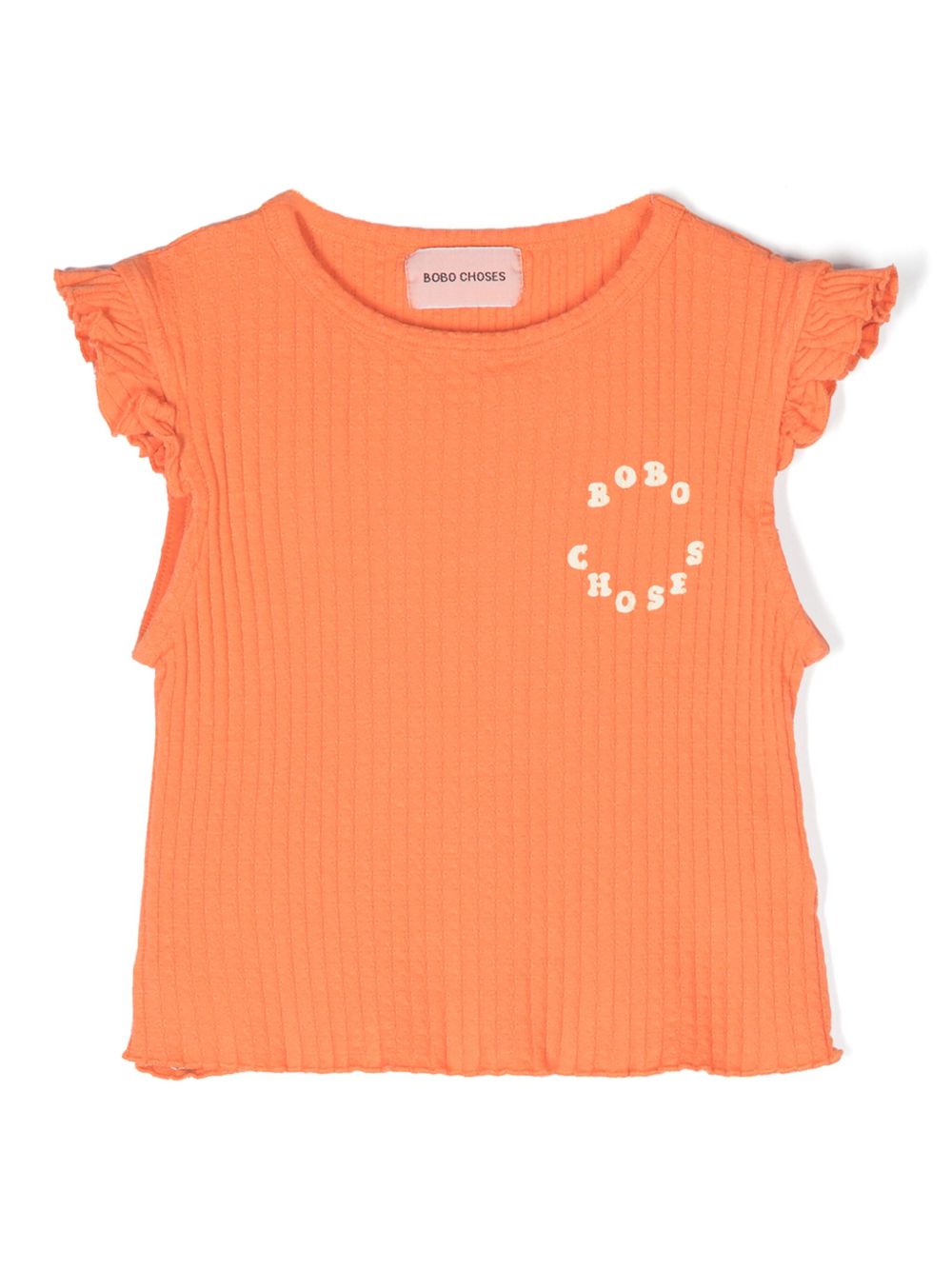 Bobo Choses logo印花荷叶边T恤 - 橘色