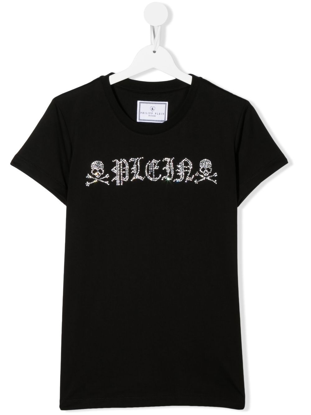 Philipp Plein Junior logo晶饰T恤 - 黑色