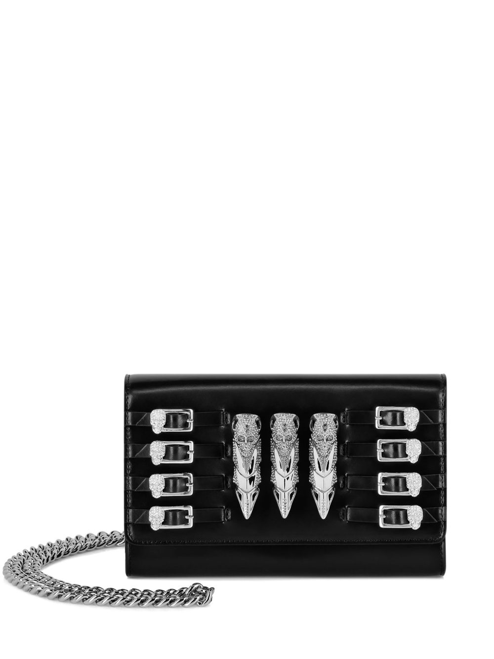 Philipp Plein 搭扣皮质手拿包 - 黑色