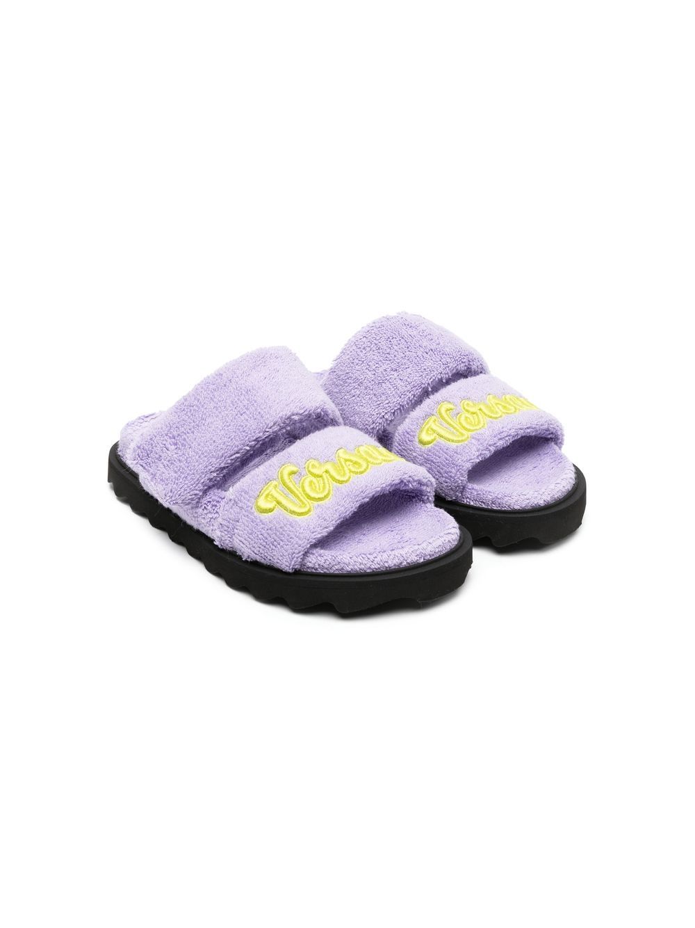 Versace Kids 标贴拖鞋 - 紫色