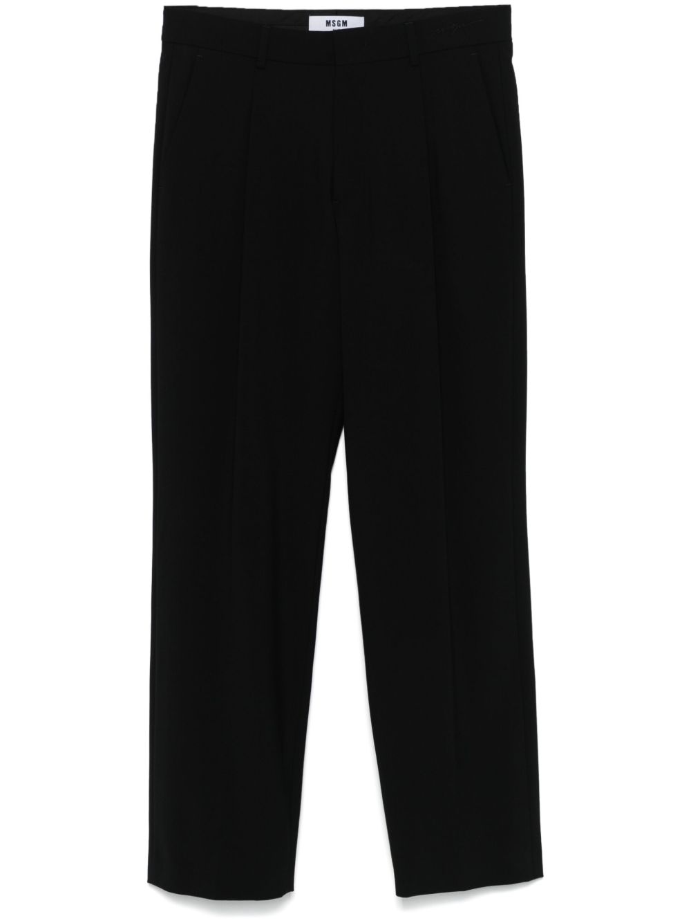 MSGM 褶饰细节长裤 - 黑色