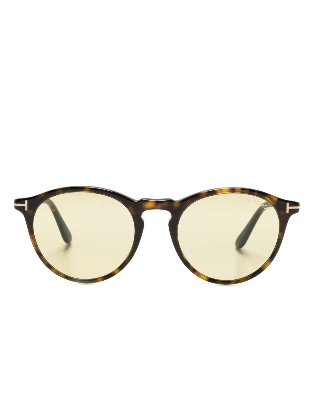 TOM FORD Eyewear Arele 玳瑁纹广角大圆框太阳眼镜 - 褐色