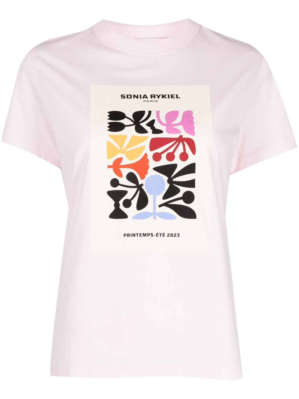 Sonia Rykiel logo艺术印花棉T恤 - 粉色