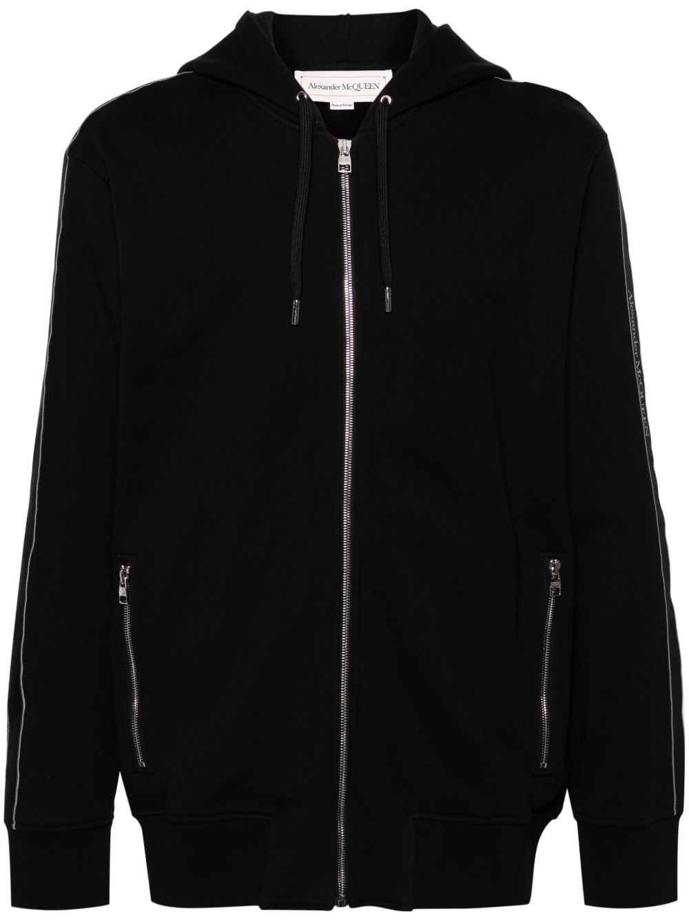 Alexander McQueen logo边饰棉连帽衫 - 黑色