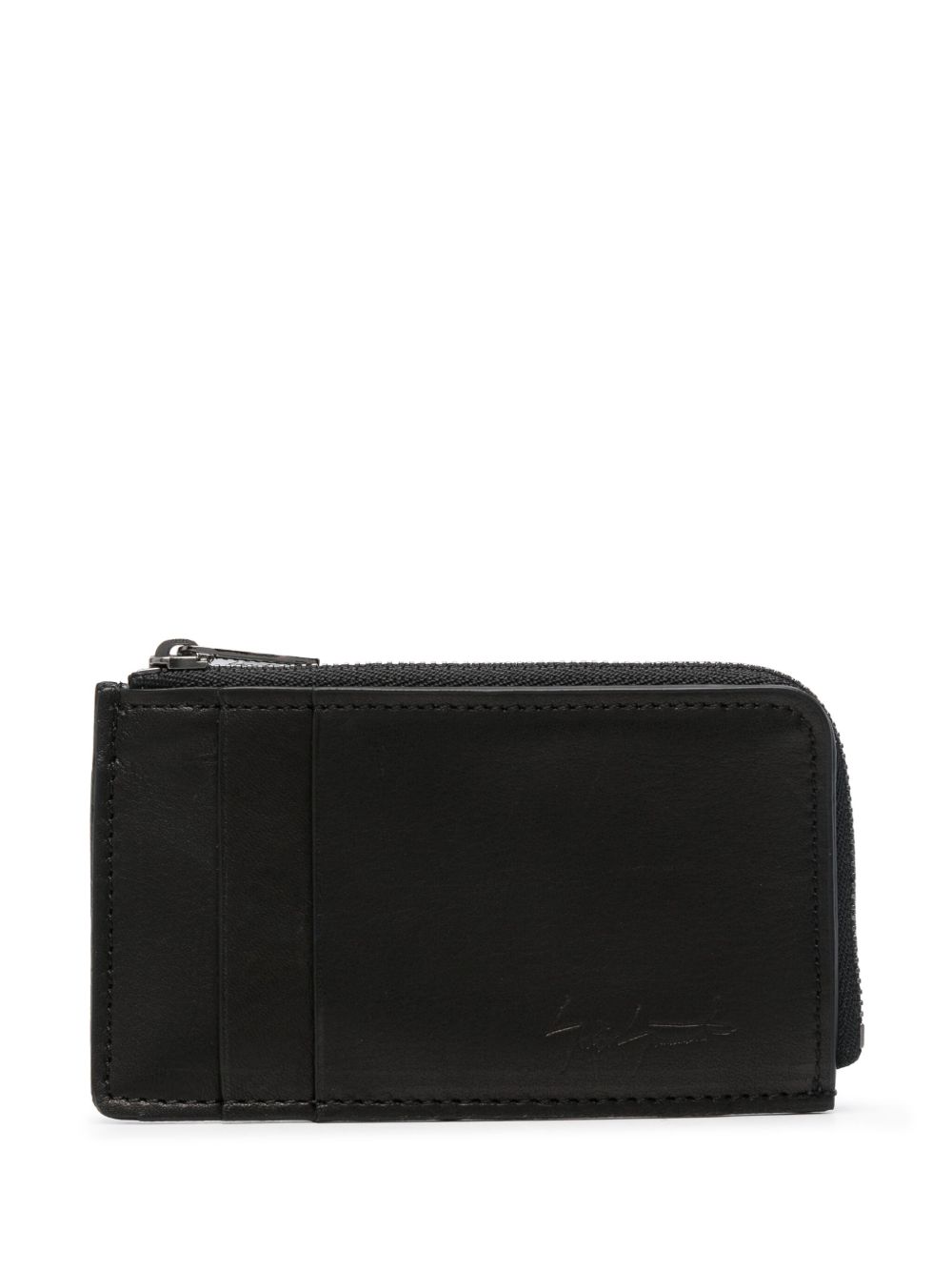 Discord Yohji Yamamoto logo凹面压花皮质钱包 - 黑色