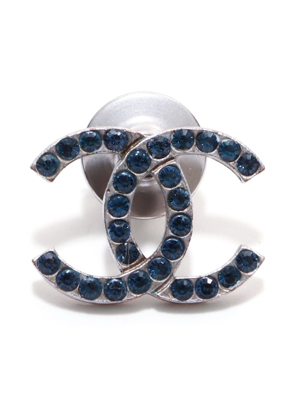 CHANEL Pre-Owned CC 花卉水钻缀饰别针（2000年典藏款） - 银色