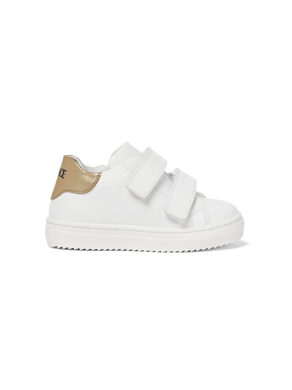 Versace Kids 魔术贴皮质运动鞋 - 白色