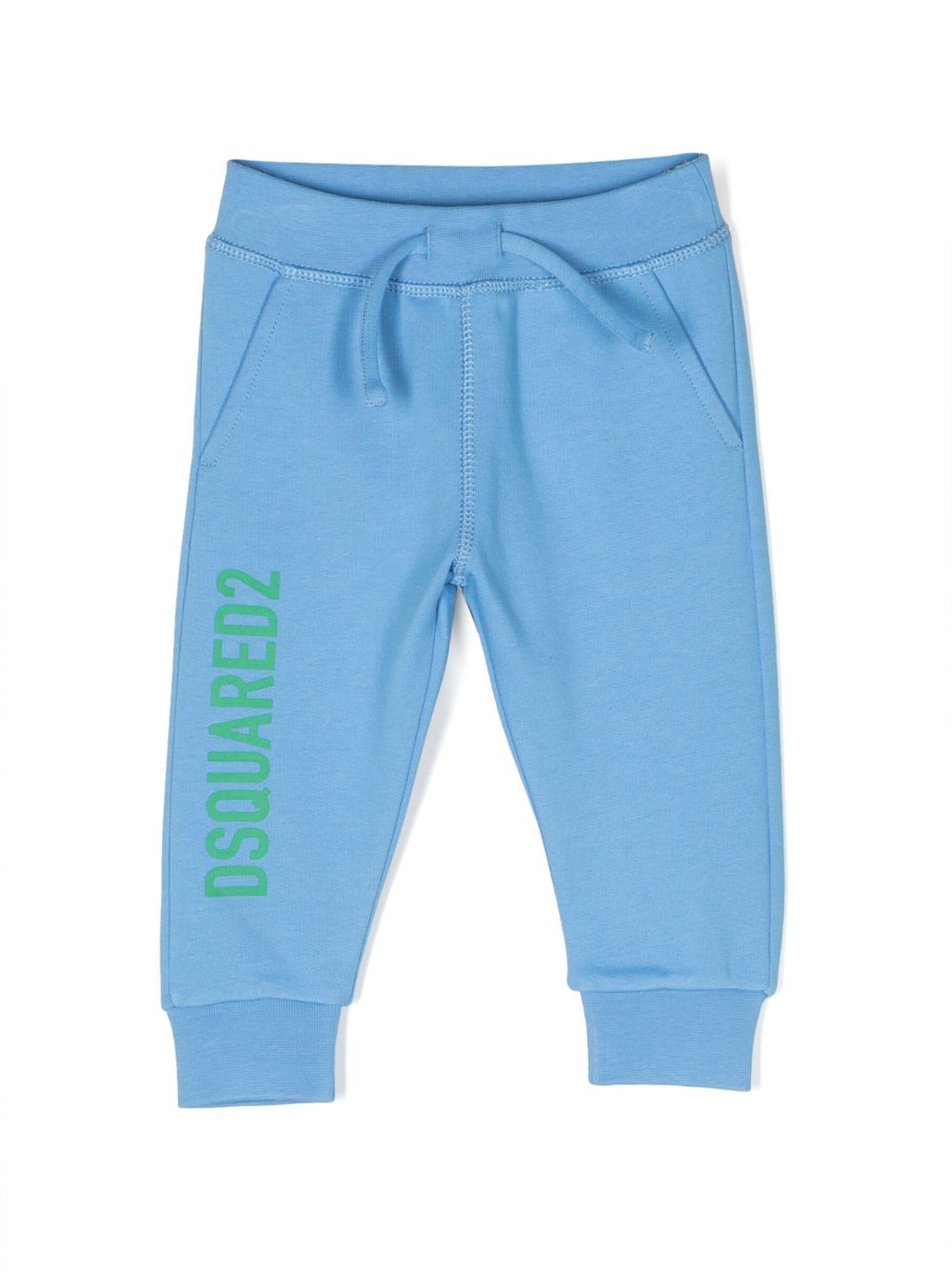 DSQUARED2 KIDS logo印花棉运动裤 - 蓝色