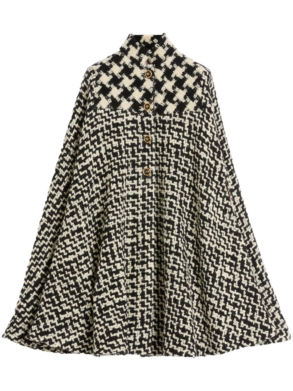 Valentino Garavani Geometric 粗花呢斗篷 - 黑色