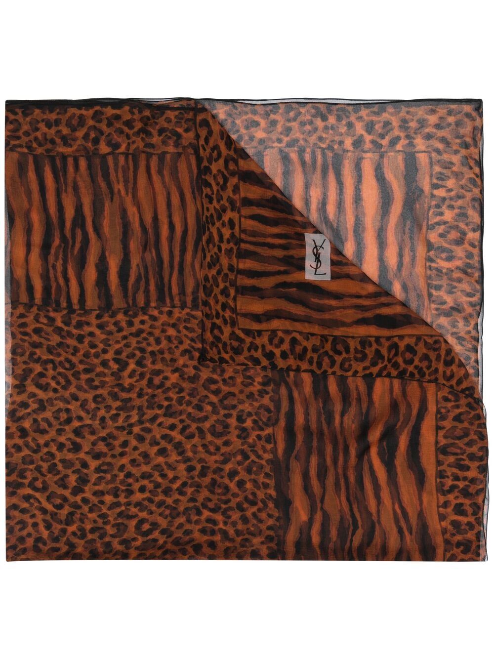 Saint Laurent Pre-Owned 圣罗兰 豹纹半透明围巾 - 褐色