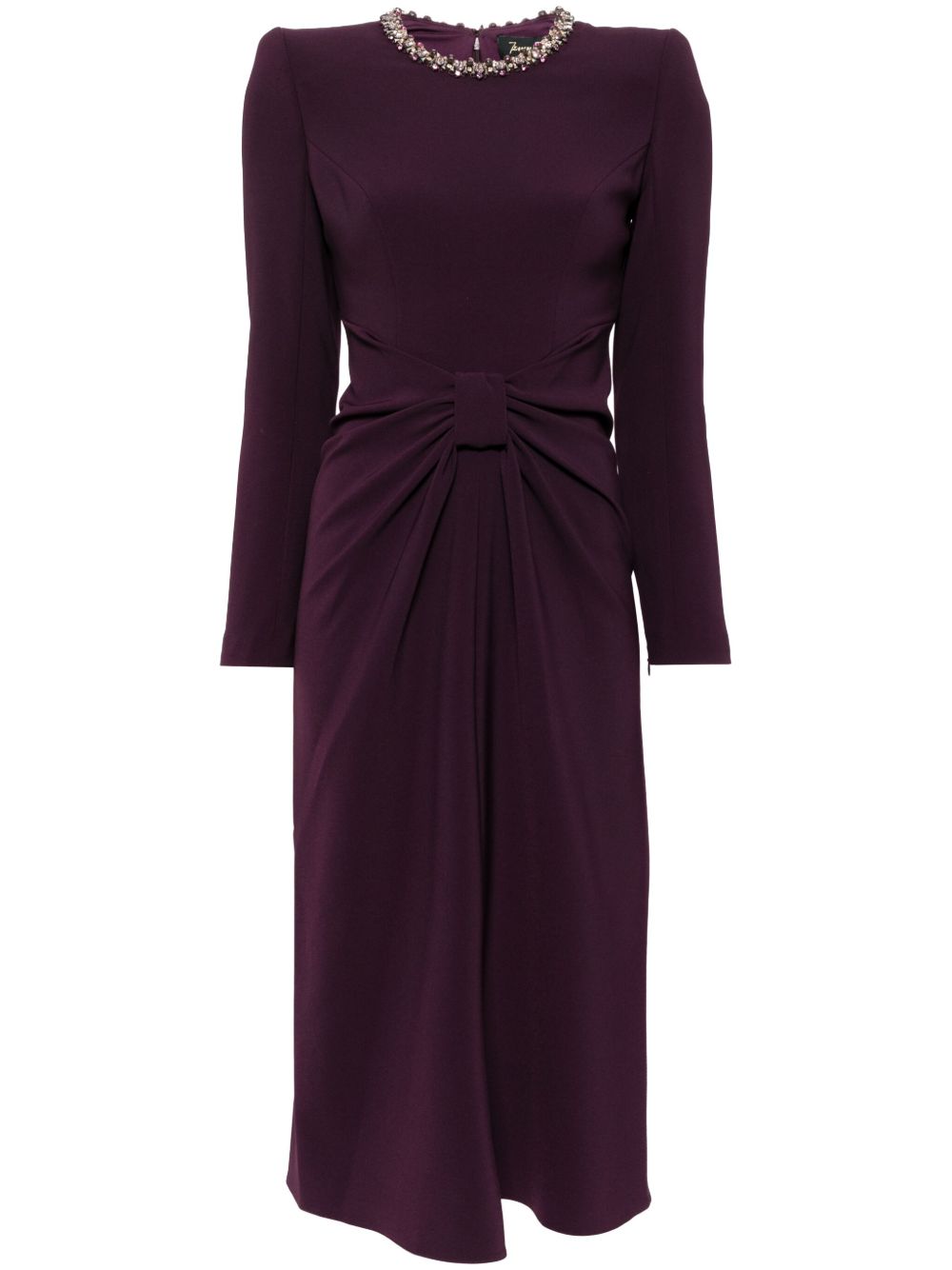Jenny Packham Sunday 缩褶中长连衣裙 - 紫色