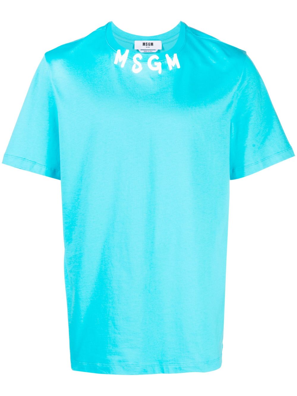 MSGM logo印花棉T恤 - 蓝色