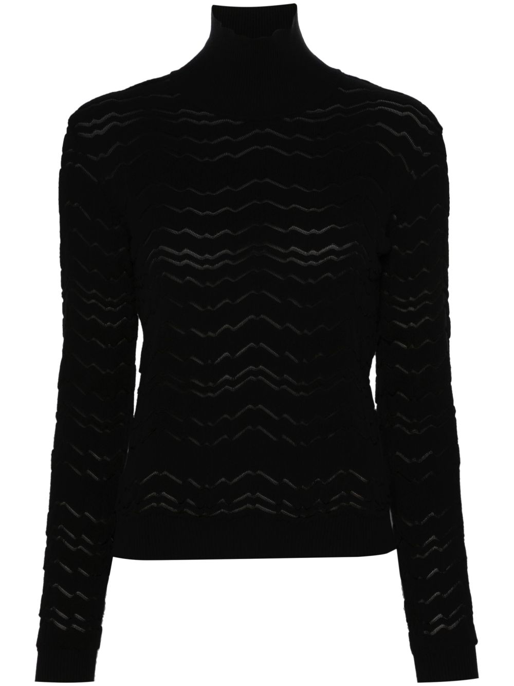 Missoni Z字形图案高领毛衣 - 黑色