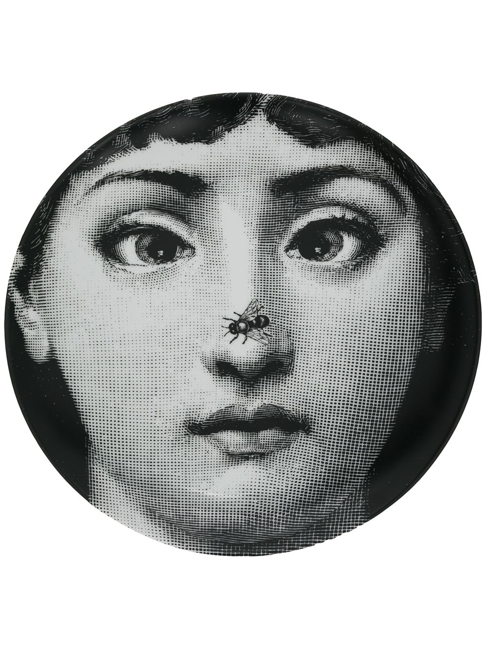 Fornasetti 人脸印花陶瓷盘 - 黑色