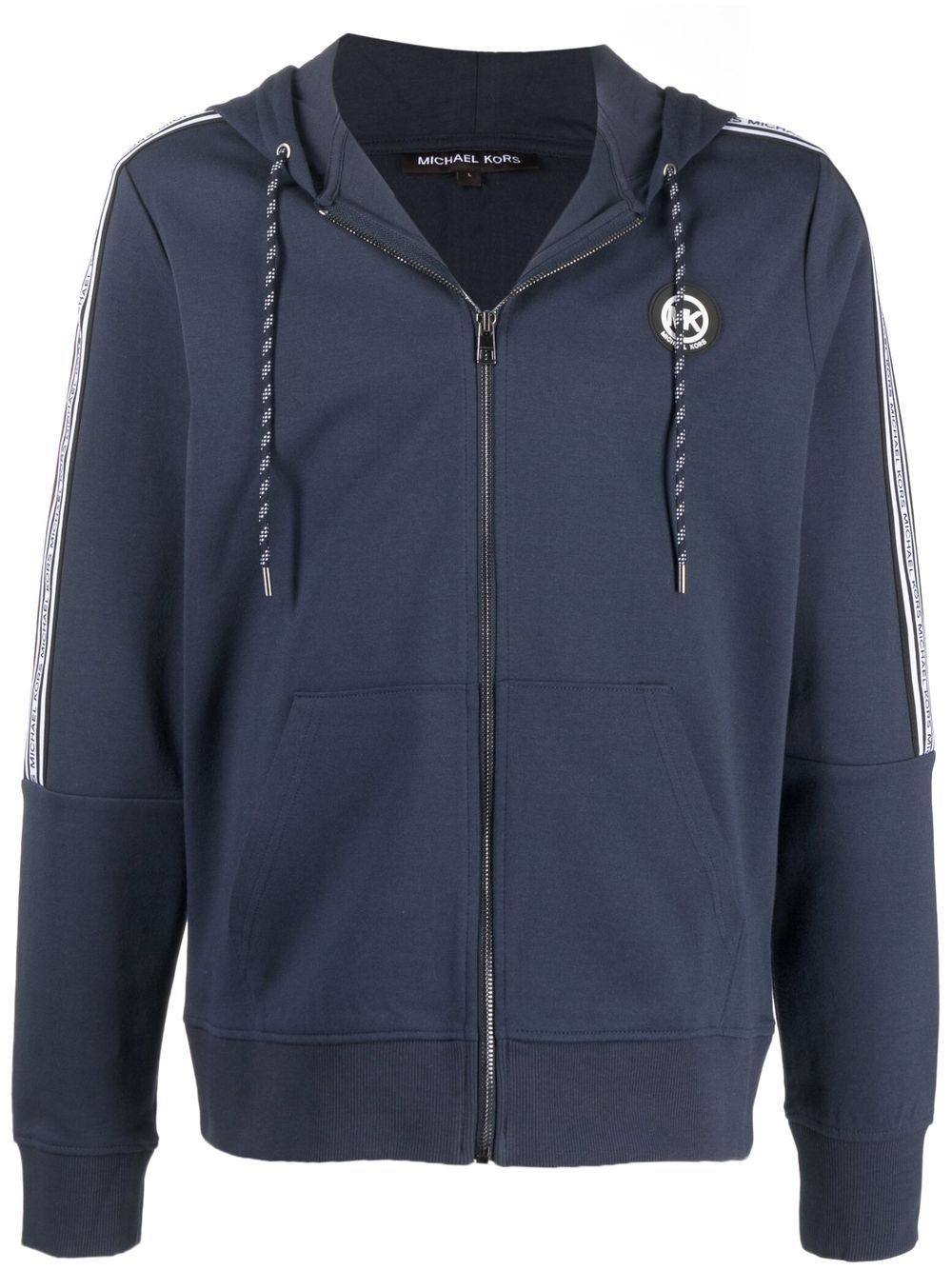Michael Kors 标贴拉链连帽衫 - 蓝色