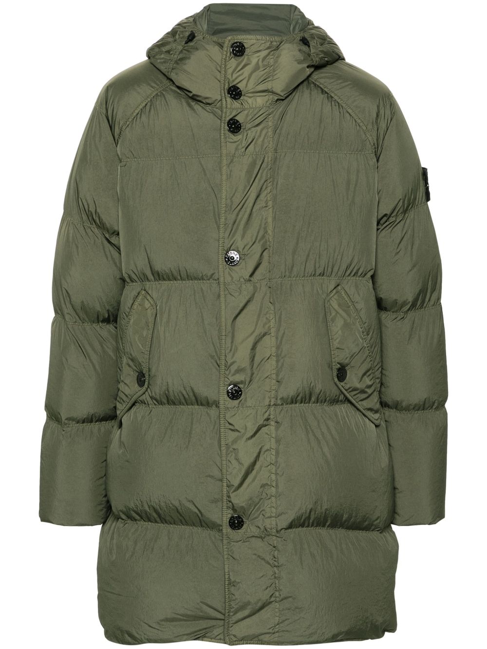 Stone Island 褶皱蓬松外套 - 绿色