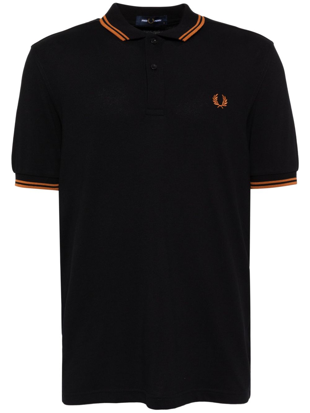 Fred Perry 绉纱珠地布拉链领Polo衫 - 黑色