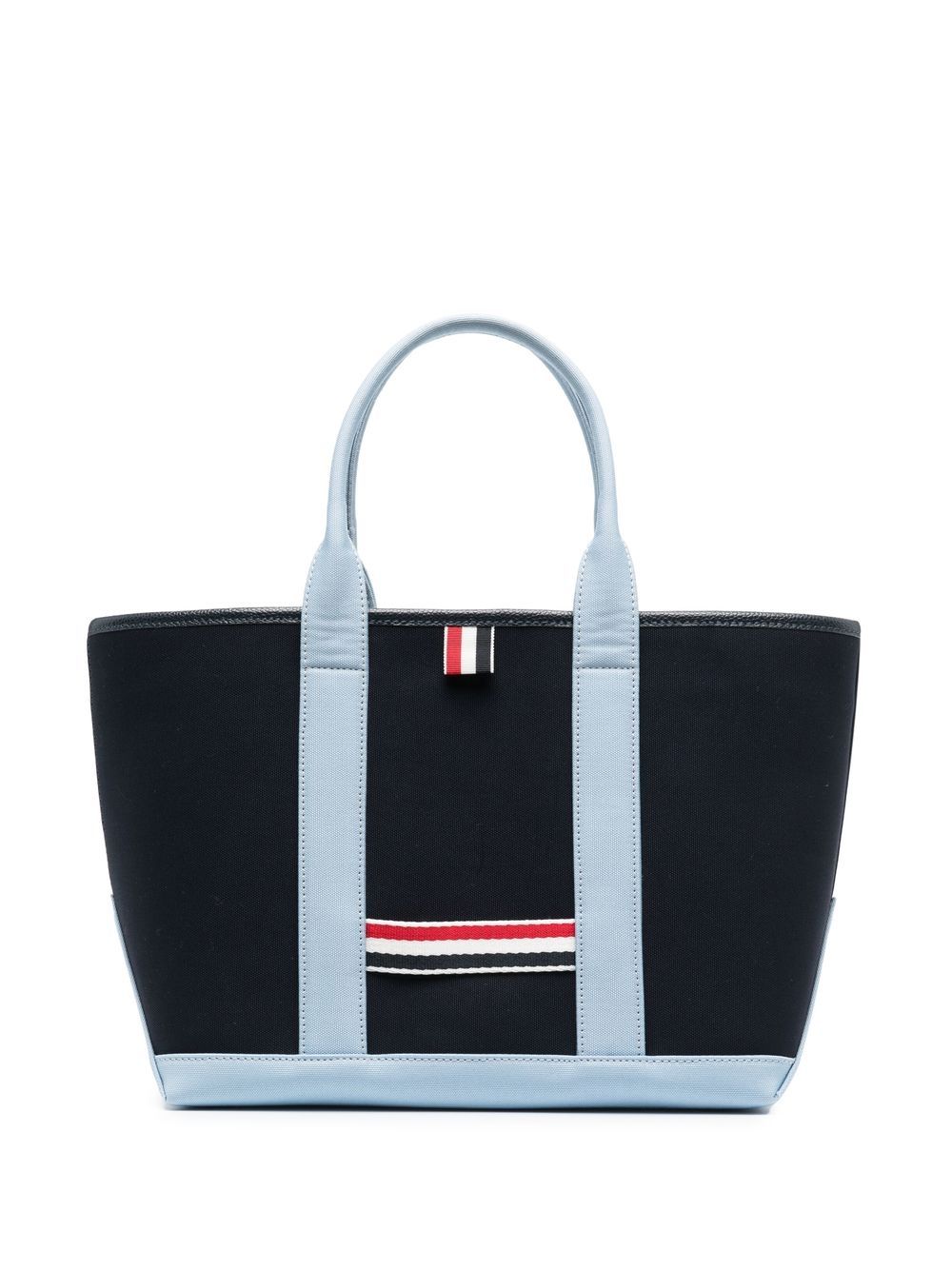 Thom Browne 红白蓝条纹帆布手提包 - 蓝色