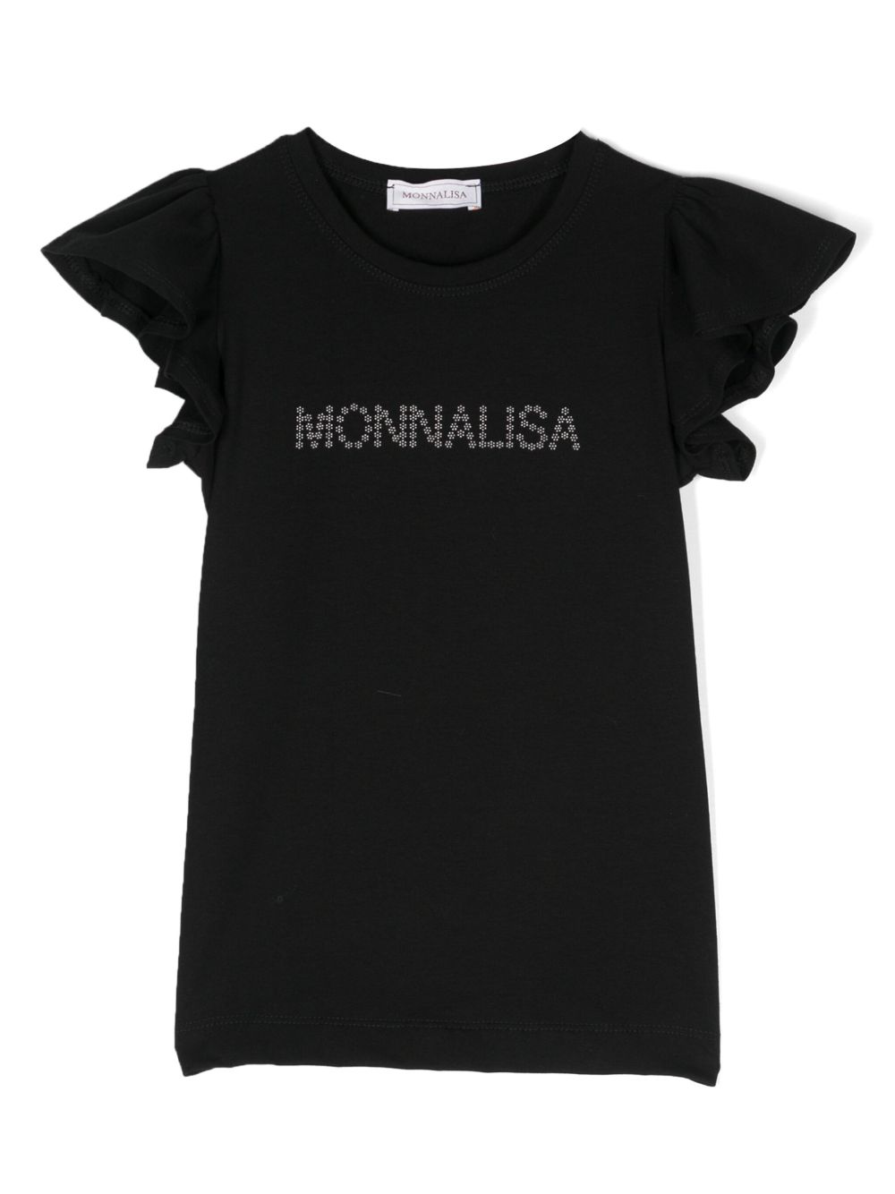 Monnalisa 珠饰logo棉T恤 - 黑色