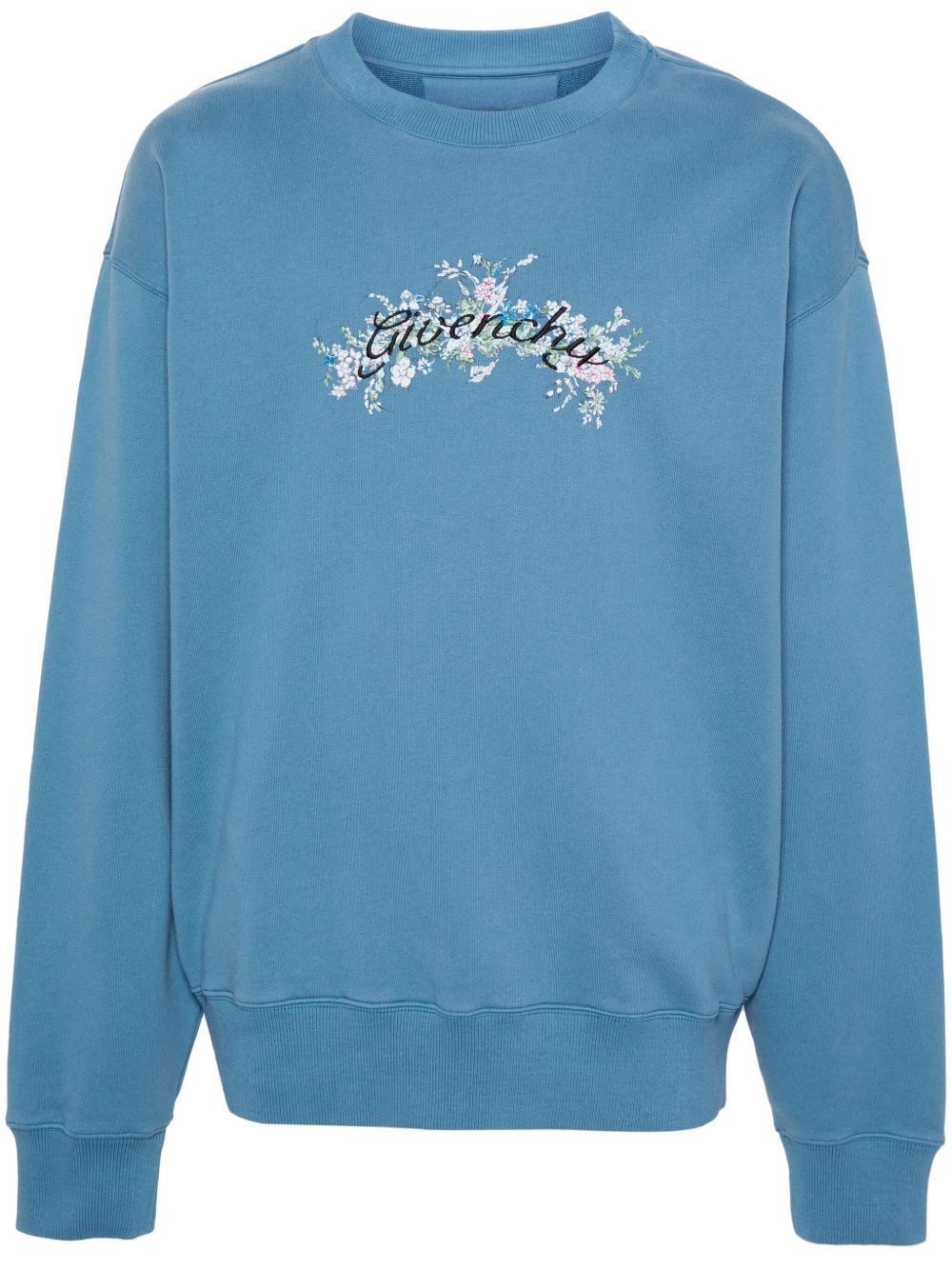 Givenchy logo刺绣卫衣 - 蓝色