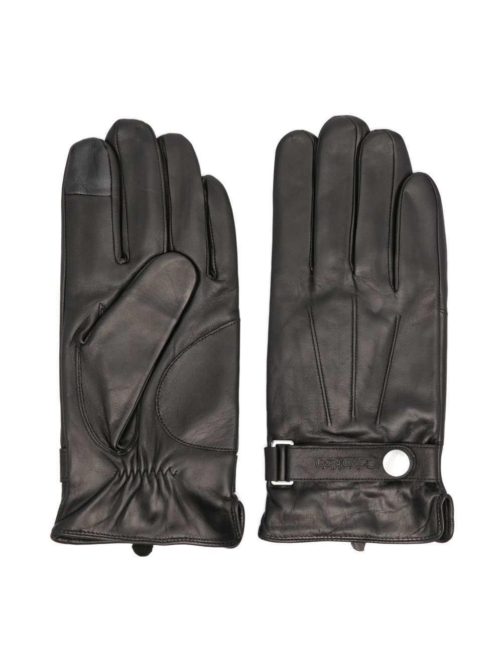 Calvin Klein leather gloves - 黑色