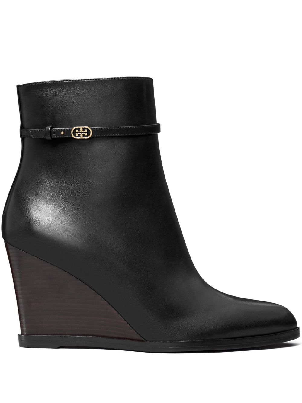 Tory Burch Double T 高坡跟靴（8.5厘米） - 黑色