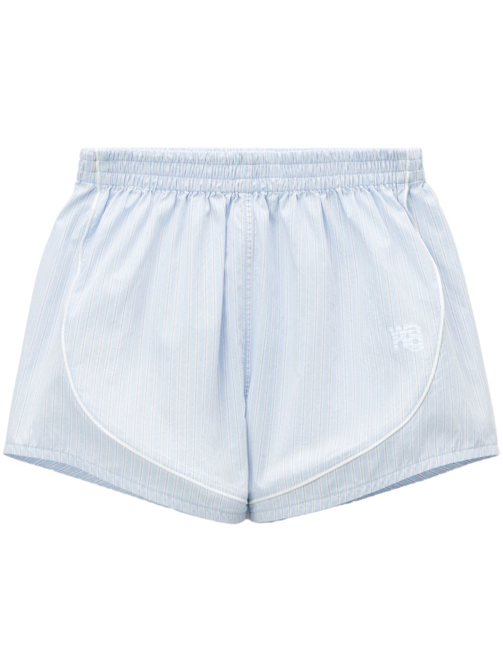 Alexander Wang logo刺绣条纹短裤 - 蓝色