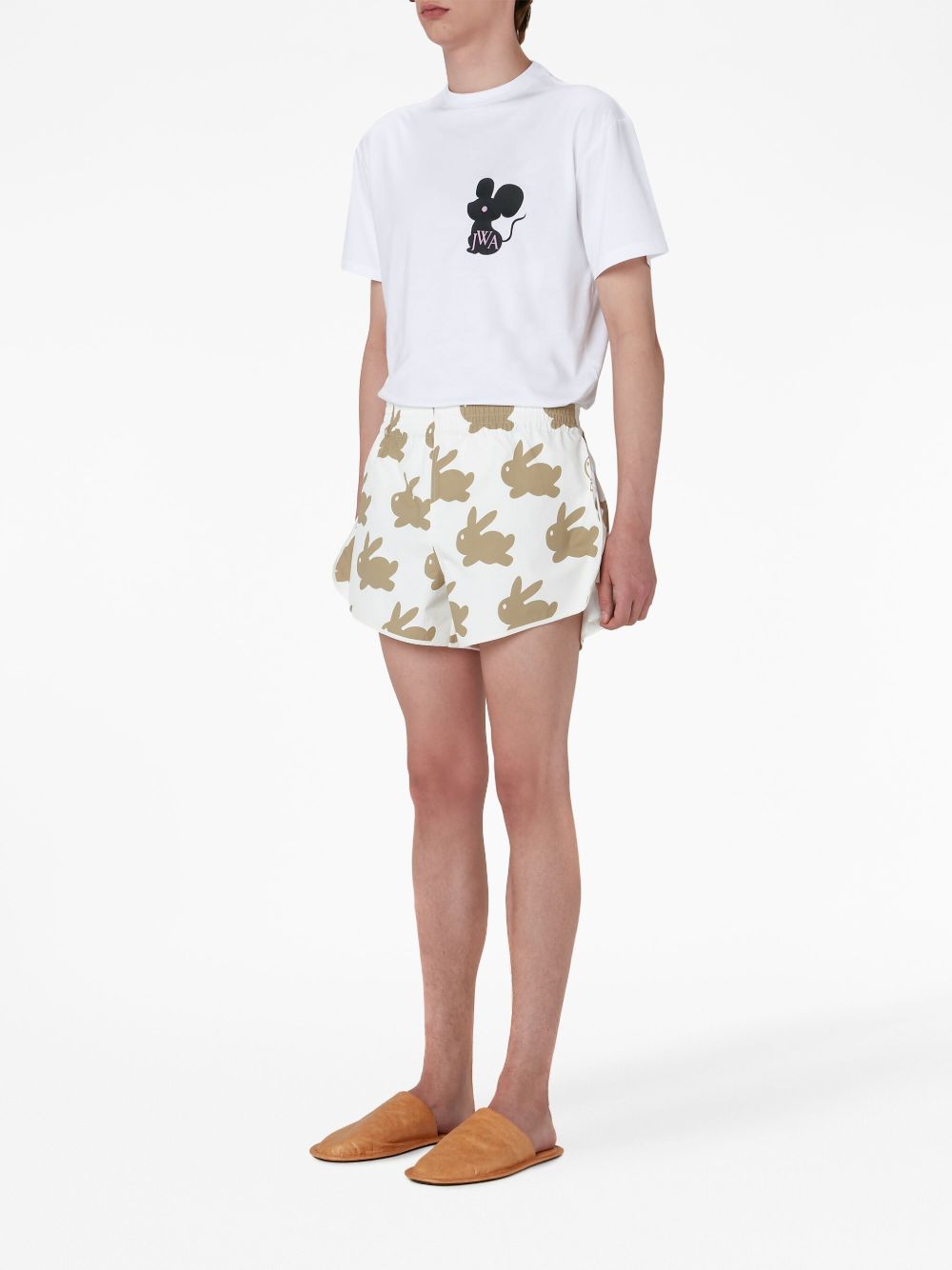 JW Anderson 小兔印花运动短裤 - 白色