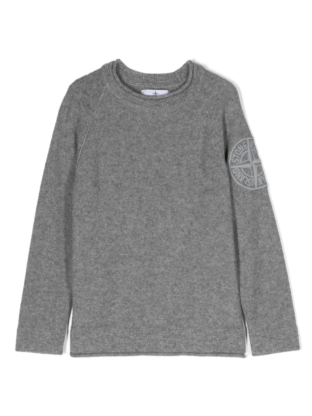 Stone Island Junior 罗盘图案长袖T恤 - 灰色