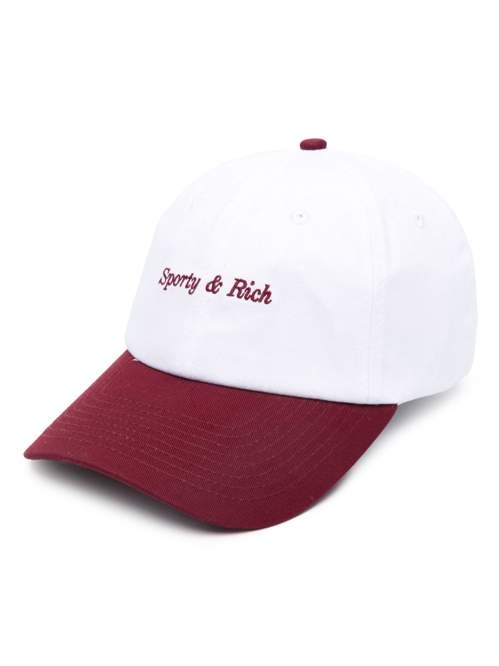 Sporty & Rich logo刺绣棉棒球帽 - 白色
