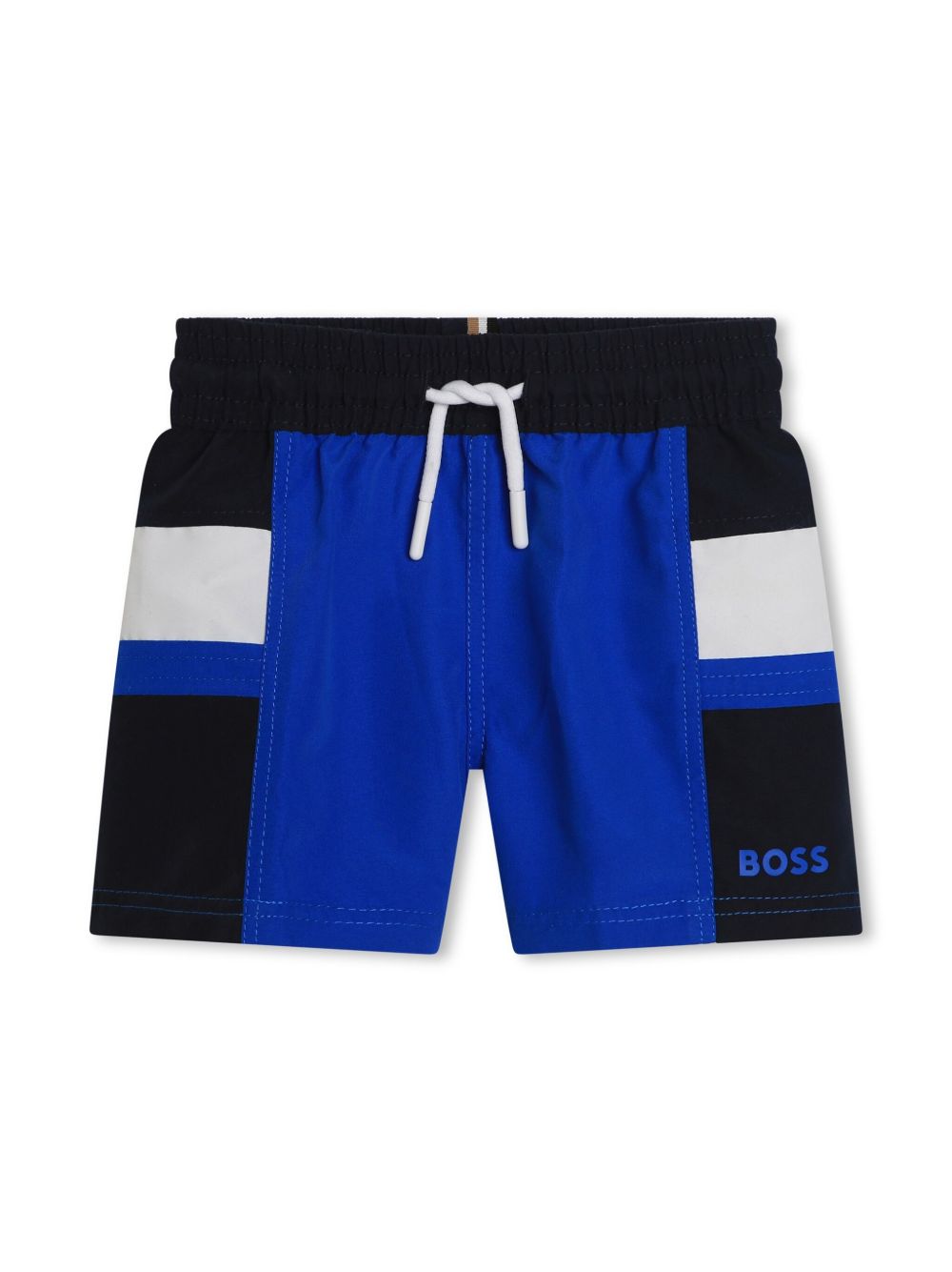 BOSS Kidswear 拼色抽绳泳裤 - 蓝色