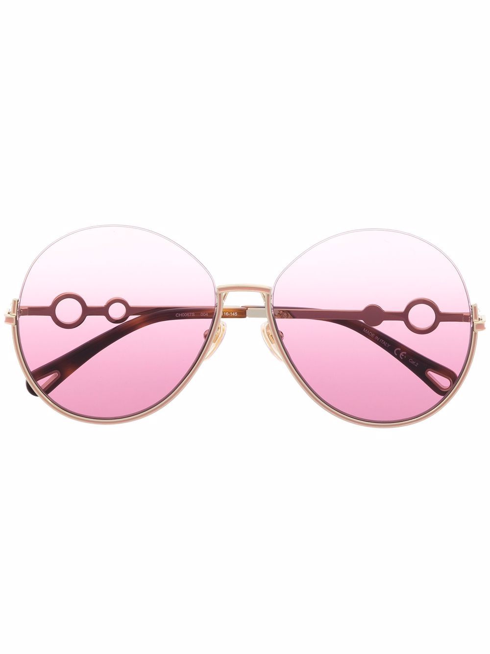 Chloé Eyewear Sofya 圆形镜框太阳眼镜 - 金色