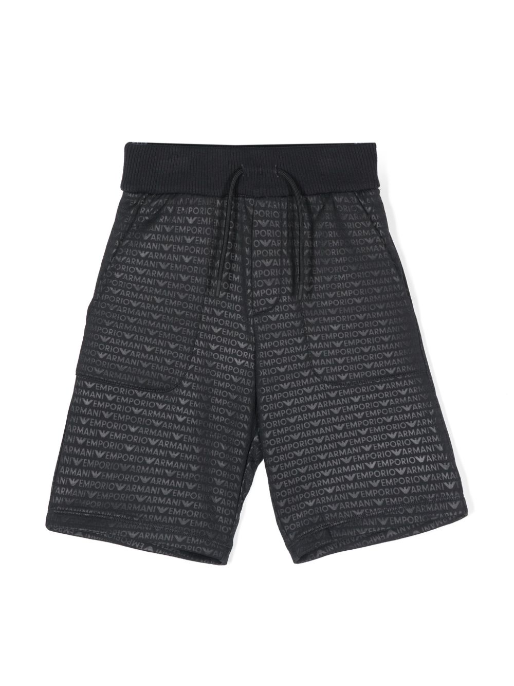 Emporio Armani Kids logo印花运动短裤 - 蓝色