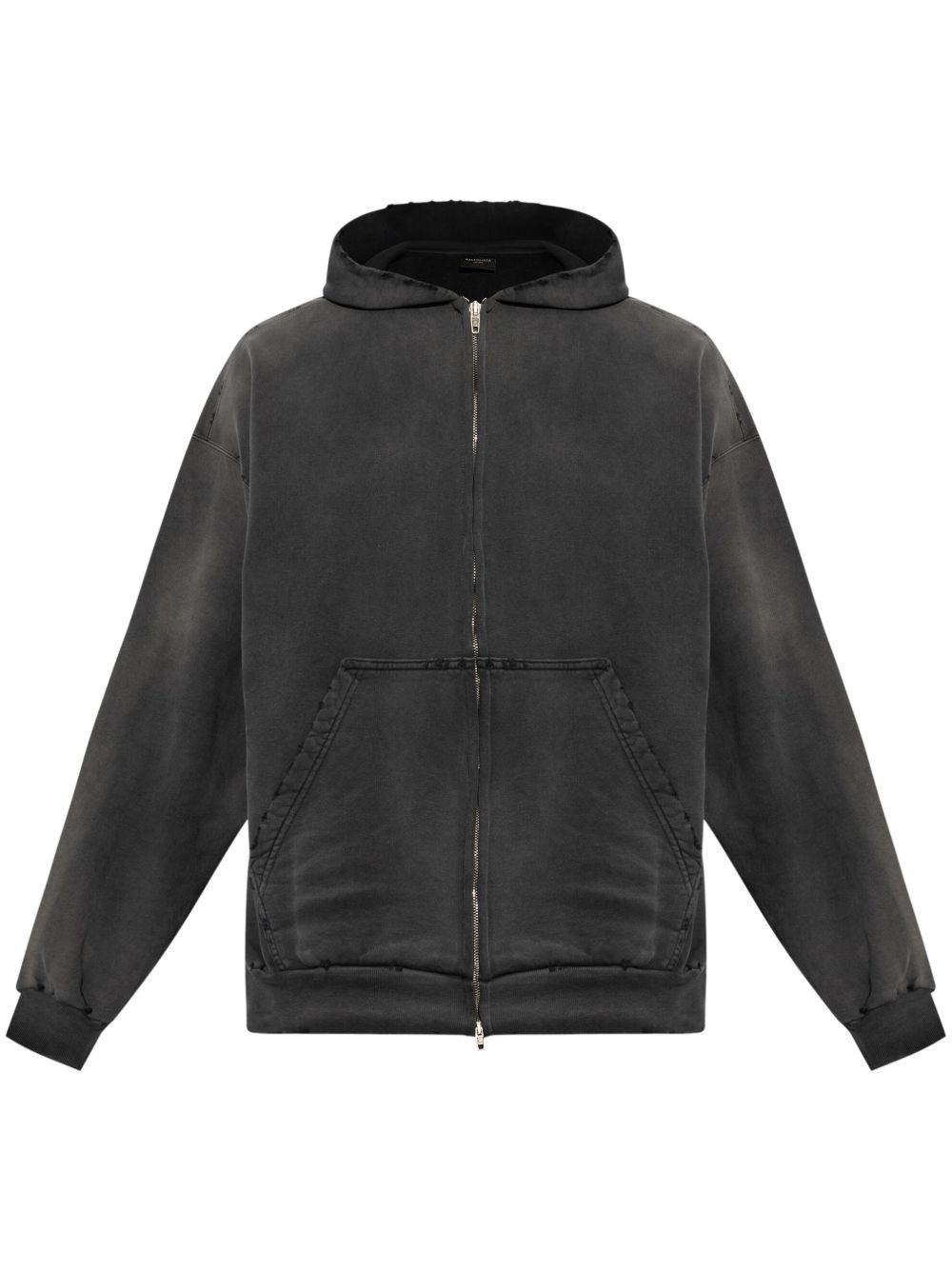 Balenciaga logo图案印花连帽衫 - 灰色