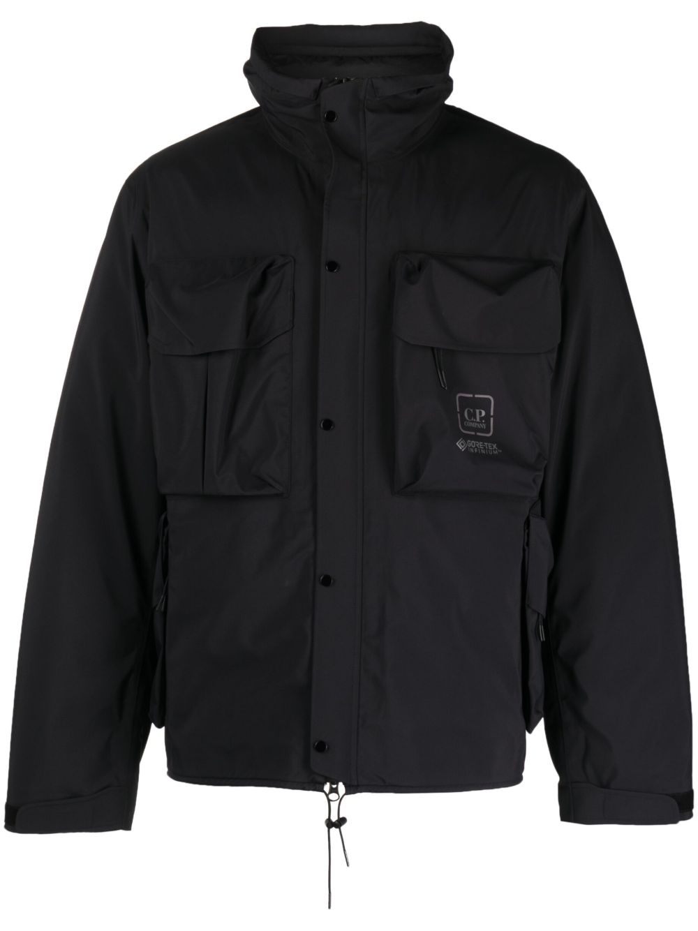 C.P. Company logo印花双口袋防风衣 - 黑色
