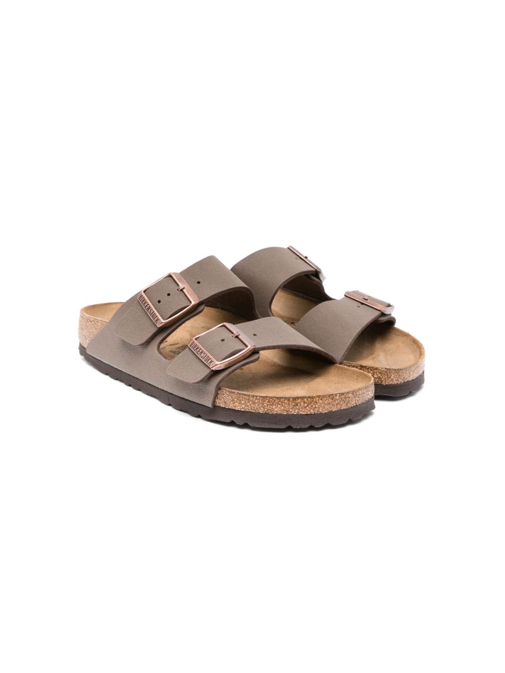 Birkenstock Kids Arizona 皮质凉鞋 - 褐色