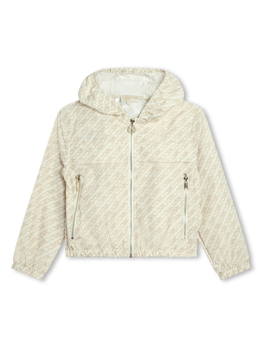 Michael Kors Kids logo印花连帽防风衣 - 中性色